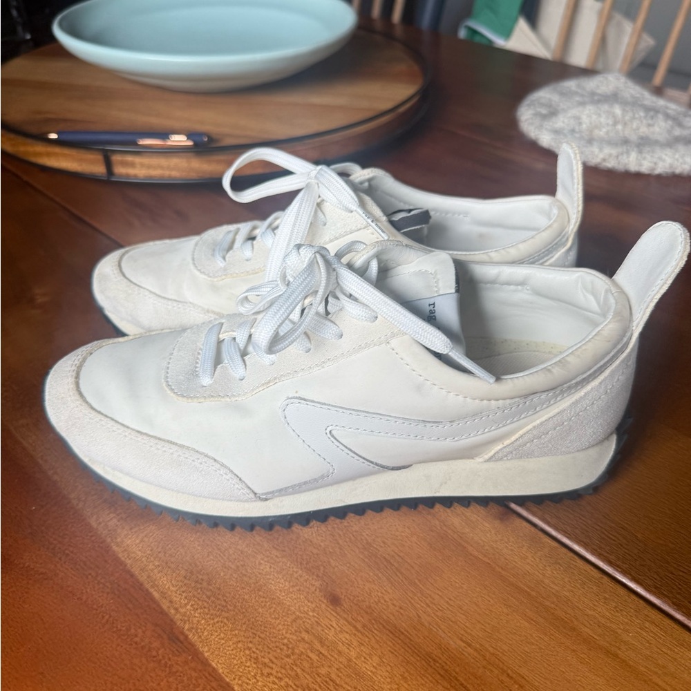Cream Sneakers with Suede Accents